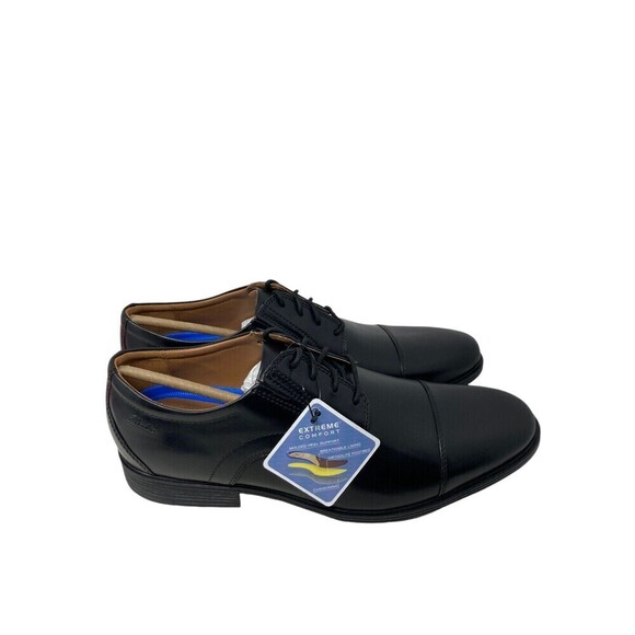 Clarks Collection Whiddon Cap Shoe Men's Size 13 M Black Leather Comfort - Picture 1 of 12